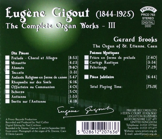 Gerard Brooks: Complete Organ Works Of Eugene Gigout - Vol 3 - The Cavaille - Coll Organ Of St.Etienne. Caen. France [CD]