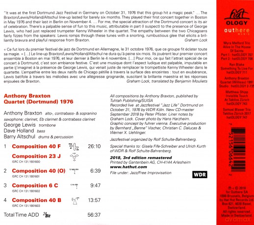 Anthony Braxton Quartet: Dortmund 1976 [CD]