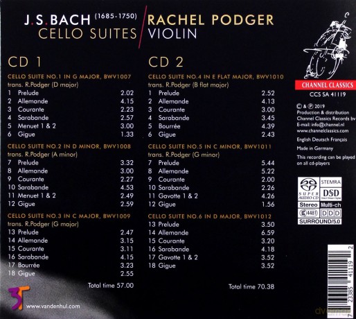 Rachel Podger: Js Bach: Cello Suites [2CD]