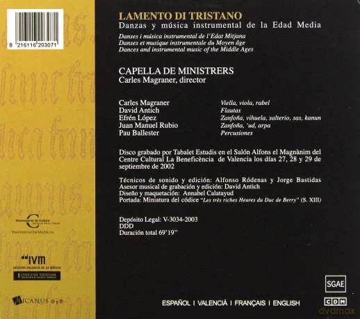 Capella De Ministrers: Lamento Di Tristano [CD]