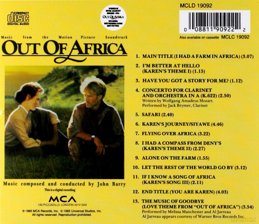Out Of Africa soundtrack [CD]