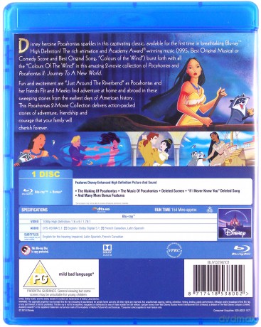 Pocahontas 1 & 2 (Pocahontas / Pocahontas II: Podróż do Nowego Świata) [Blu-Ray]