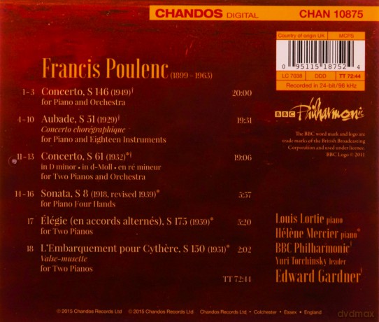 LortieBBC Philgardner: Poulencpiano Concertos [CD]