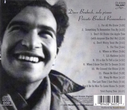 Dave Brubeck: Private Brubeck Remembers [CD]