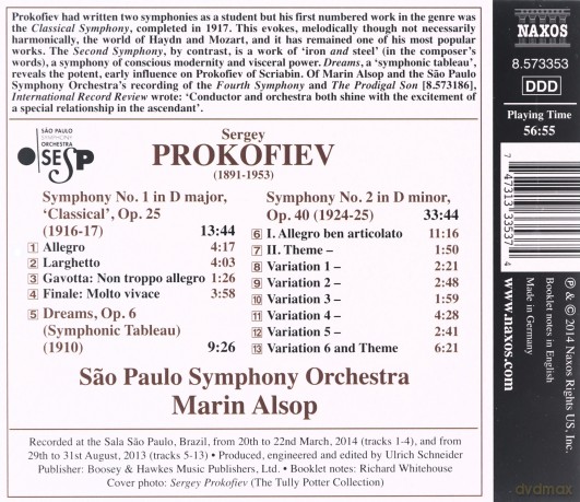 Sao Paulo Soalsop: Prokofievsymphony No 1 [CD]