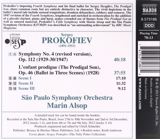 Sao Paulo Soalsop: Prokofievsymphony No 4 [CD]