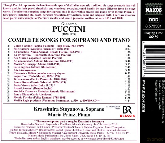 Stoyanovaprinz: Puccinicomplete Songs For Soprano [CD]