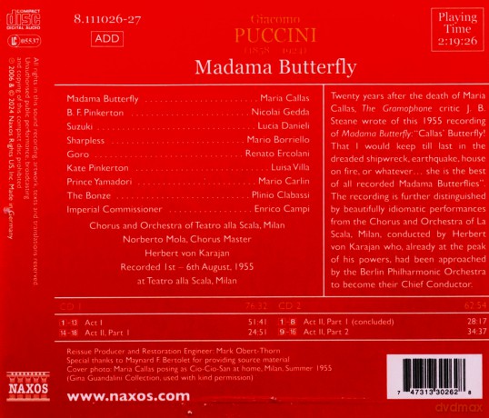 La Scalakarajan: Puccinimadama Butterfly [2CD]