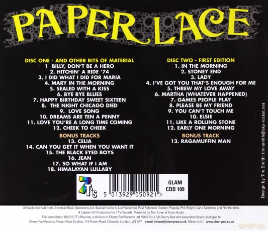 Paperlace: And Other Bits Of Material [CD]