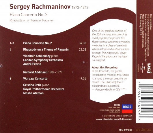 Vladimir Ashkenazy: Rachmaninov: Piano Concerto No 2 [CD]