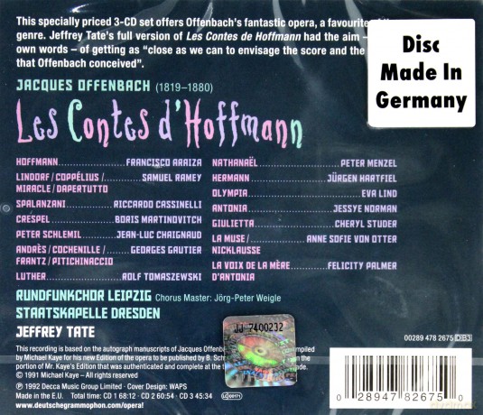 Jeffrey Tate: Offenbach: Les Contes D'hoffmann (Opera!) [3CD]