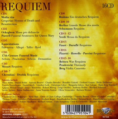 Requiem: Ockeghem. Purcell. Mozart. Cherubini. Schumann. Berlioz. Faure. Durufle. Verdi. Dvorak [10CD]