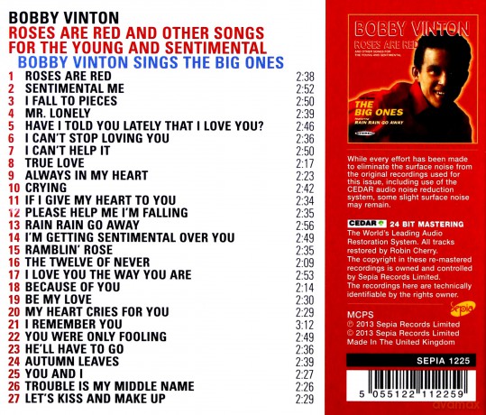 Bobby Vinton: Roses Are Red And Other Songs [CD]