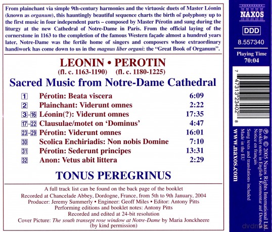 Tonus Peregrinus: Sacred Music From Notre Dame [CD]