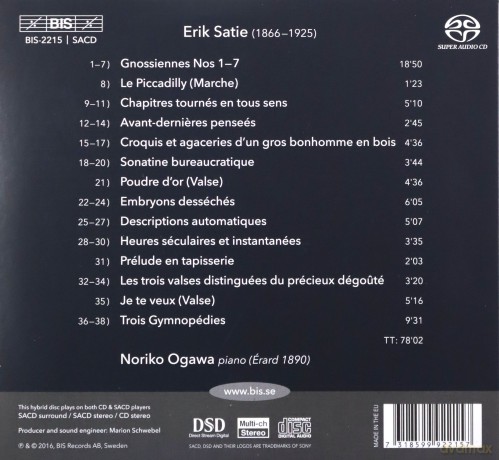 Noriko Ogawa: Satiepiano Music Vol 1 [CD]