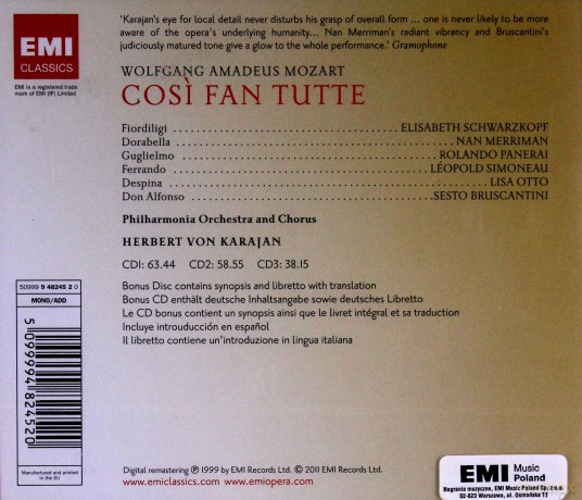 Herbert Von Karajan: Cosi Fan Tutte [3CD]+[CD-ROM]
