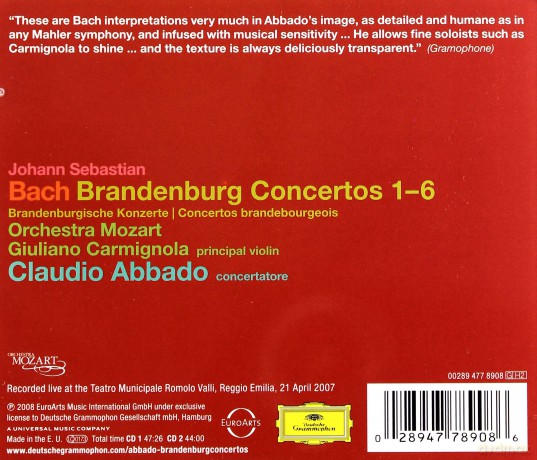 Claudio Abbado: Bach:Brandenburg Concertos 1-6 [2CD]