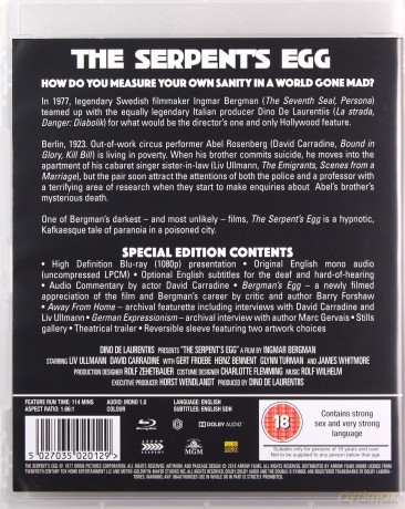 The Serpents Egg (Jajo węża) [Blu-Ray]