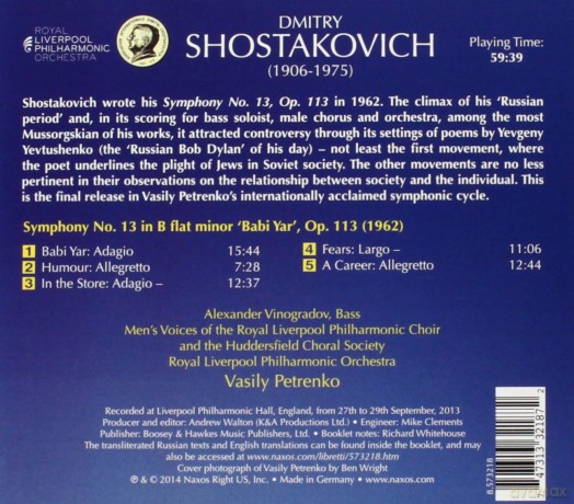Rlpopetrenko: Shostakovichsymphony No 13 [CD]
