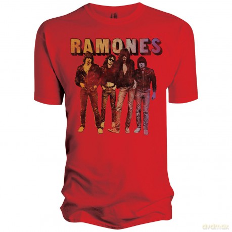 Ramones: Band Standing, Red (M) [T-Shirt]