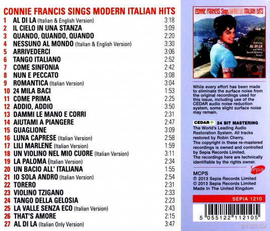 Connie Francis: Sings Modern Italian Hits [CD]