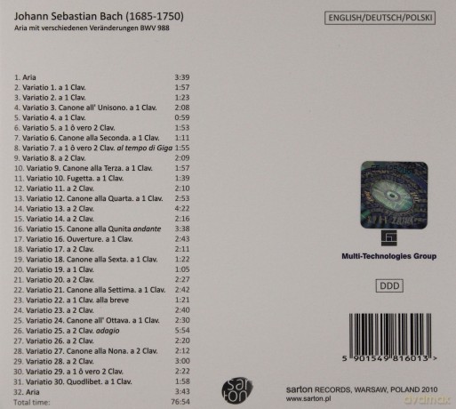 Alina Ratkowska: Bach Goldberg Variations [CD]