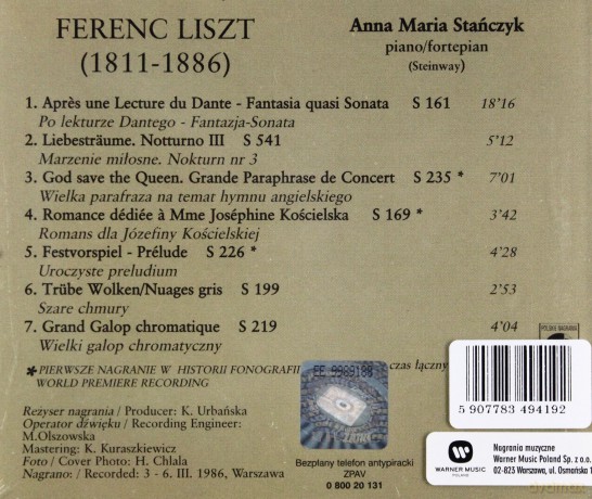Anna Maria Stańczyk: Plays Liszt [CD]