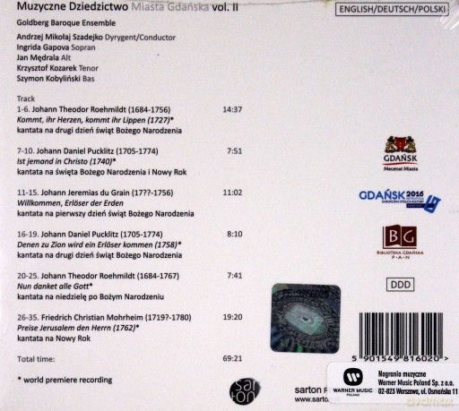 Gdańskie Królestwo Kantat: Kantaty Bożonarodzeniowe [CD]