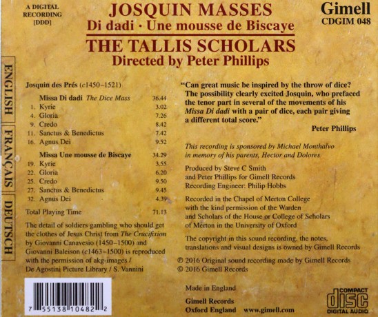 Josquin Des Pres: Tallis Scholarsphillips [CD]