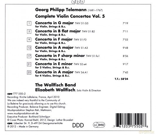 Wallfisch Band: Telemanncomplete Violin Concertos 5 [CD]