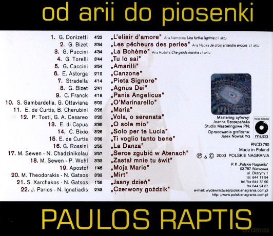 Raptis Paulos: Od Arii Do Piosenki [CD]
