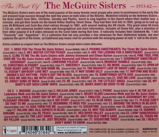 Mcguire Sisters: The Best Of The Mcguire Sisters 1953-1962 [2CD]
