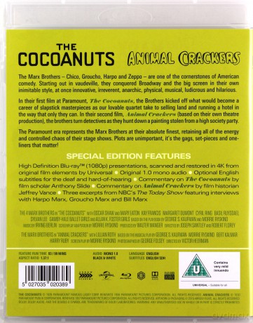 The Cocoanuts & Animal Crackers (Orzechy kokosowe / Sucharki w kształcie zwierząt) [Blu-Ray]