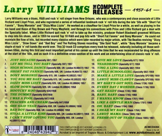 Larry Williams: The Complete Releases 1957-61 [CD]