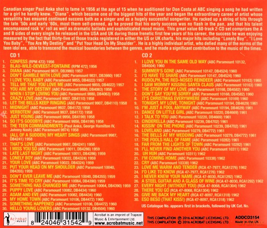 Paul Anka: The Complete Us & Uk Singles As & Bs [2CD]