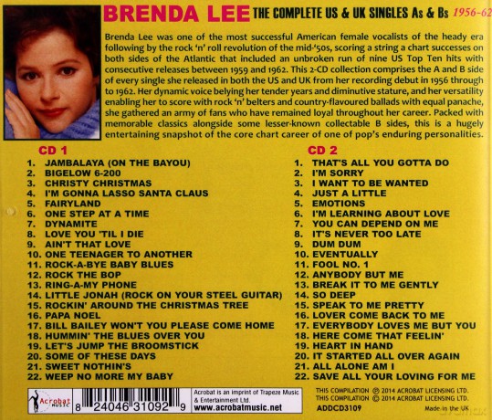 Brenda Lee: The Complete Us And Uk Singles [2CD]