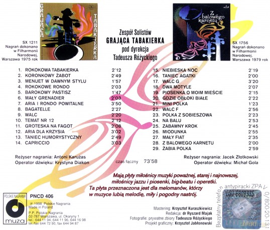 Zespół Solistów pod dyrekcją Tadeusza Różyckiego: Grająca Tabakierka [CD]