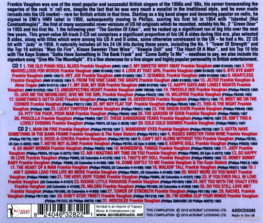 Frankie Vaughan: The Frankie Vaughan Us & Uk Singles Collection 1950-62 [2CD]