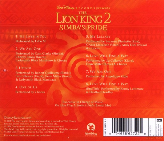 The Lion King 2 - Simba's Pride soundtrack [CD]