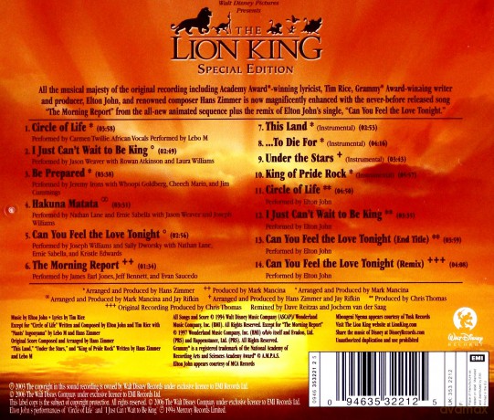 The Lion King Special Edition soundtrack [CD]
