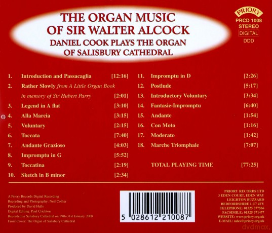 Daniel Cook: The Organ Works Of Sir Walter Alcock [CD]