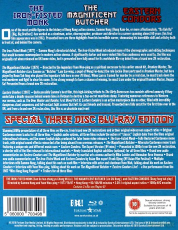 Three Films With Sammo Hung (The Iron-Fisted Monk / Magnificent Butcher / Easten Condors) (Eureka Classics) [Blu-Ray]