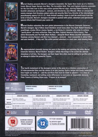 Avengers 1-4 complete (Avengers / Avengers: Czas Ultrona / Avengers: Wojna bez granic / Avengers: Endgame) [4DVD]