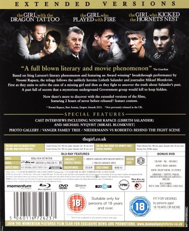 Girl Trilogy Extended Versions (Millennium: Mężczyźni, którzy nienawidzą kobiet / Millennium: Zamek z piasku, który runął / Millennium: Dziewczyna, która igrała z ogniem) [3xBlu-Ray]