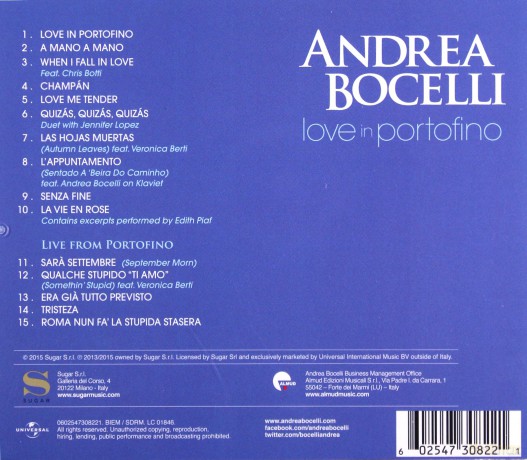 Andrea Bocelli: Love In Portofino [CD]