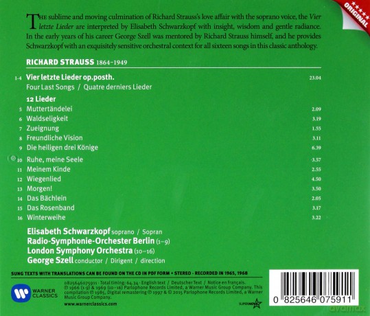 Schwarzkopfszell: R Straussvier Letzte Lieder [CD]