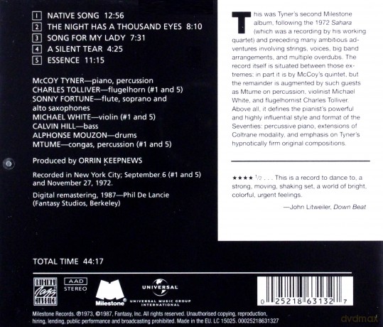 Mccoy Tyner: Song For My Lady [CD]