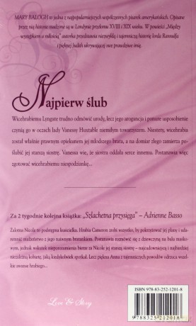 Romans historyczny 41: Najpierw ślub - Mary Balogh [książka]