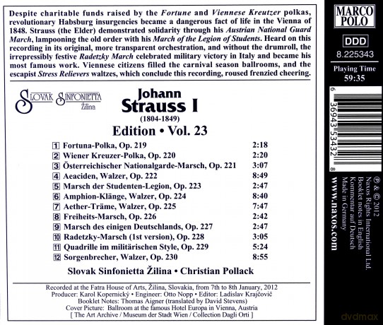 Slovak Sinfoniettapollack: Straussedition Vol 23 [CD]