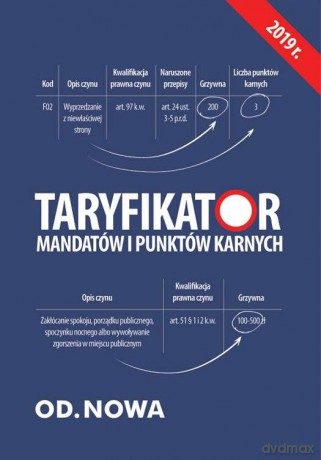 Taryfikator mandatów i punktów karnych 08. 2019 [KSIĄŻKA]